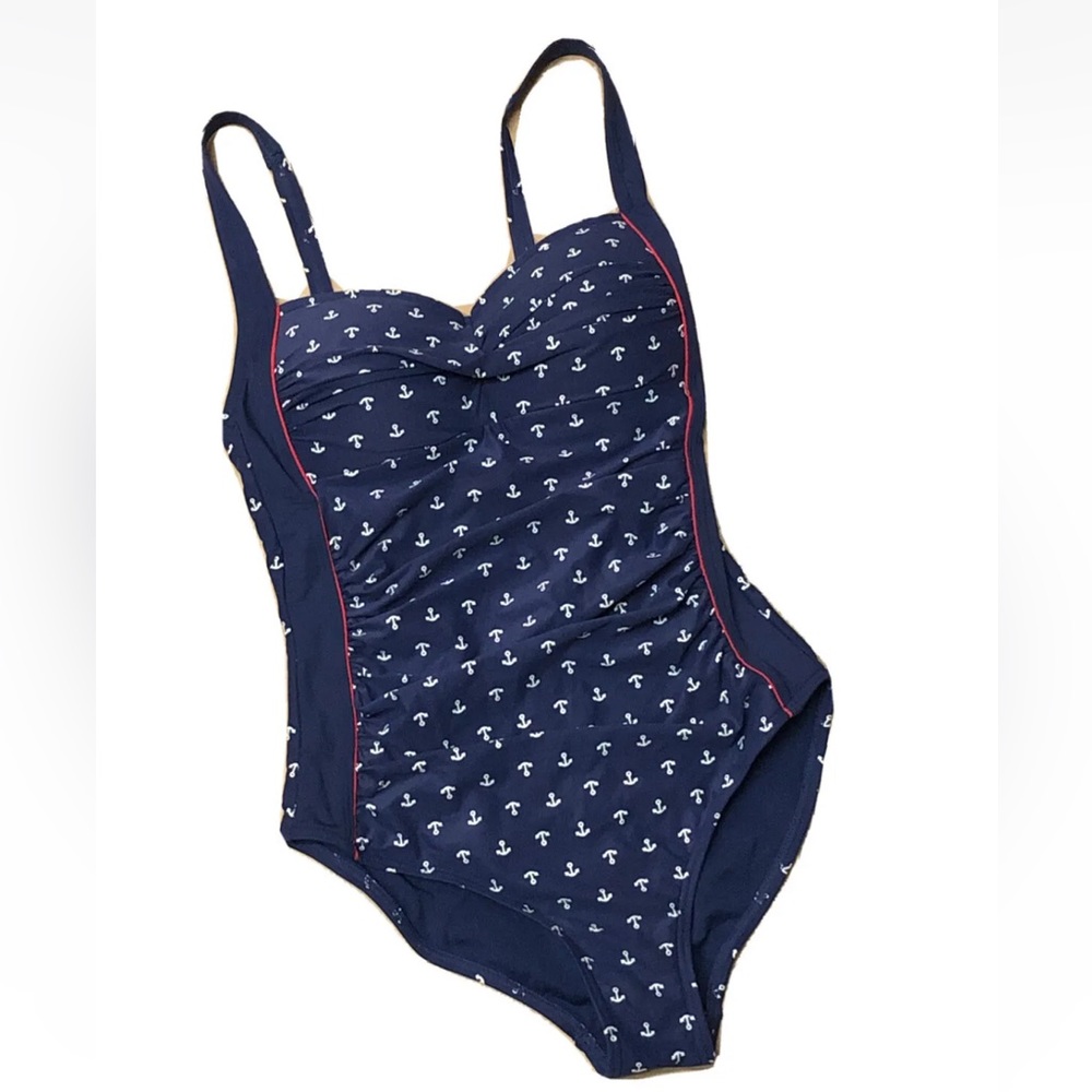 Nip Tuck Anchor Joanne Twist Front Tummy Control One 1 Piece Swimsuit Sz 4